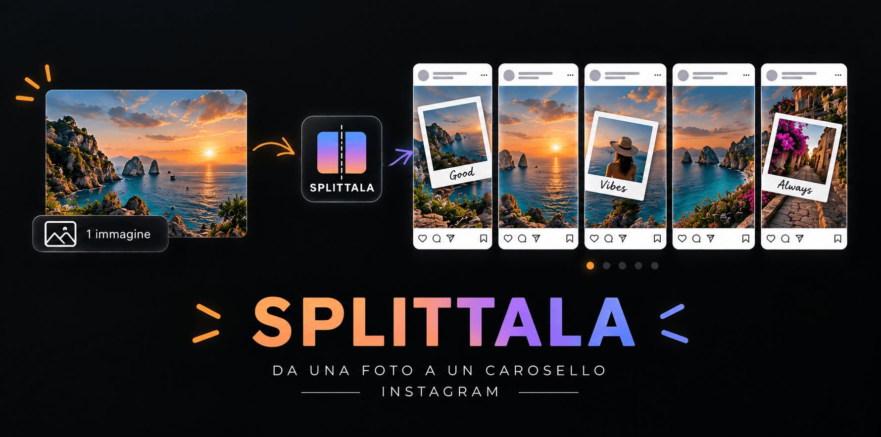 Splittala: da più foto a un carosello Instagram
